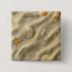 Seizoenen in de zand vierkante button 5,1 cm