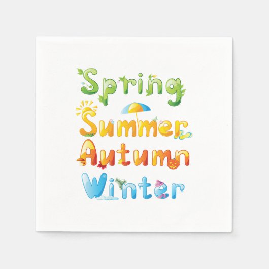 Seizoenen in woorden speelkaarten servet (Voorkant)