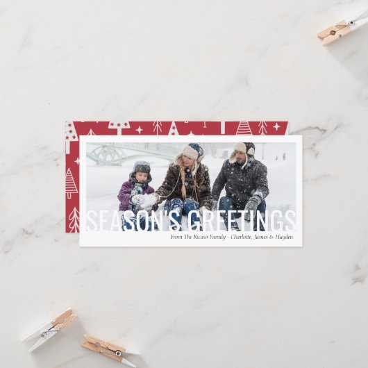 Seizoenen kerstfeestdag doorgesneden Foto Kaart (Voorkant / Achterkant in situ)