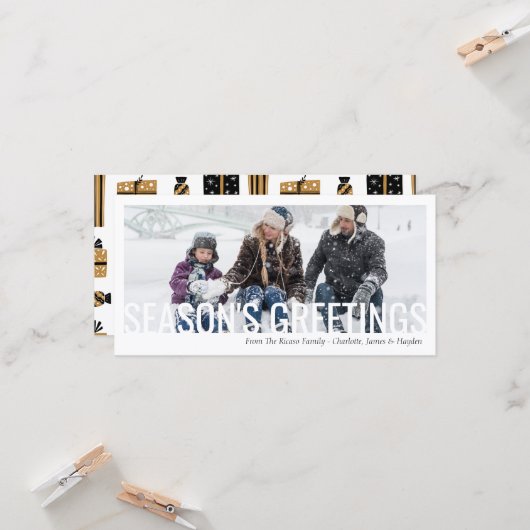 Seizoenen kerstfeestdag doorgesneden foto kaart (Voorkant / Achterkant in situ)