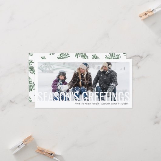 Seizoenen kerstfeestdag doorgesneden foto kaart (Voorkant / Achterkant in situ)