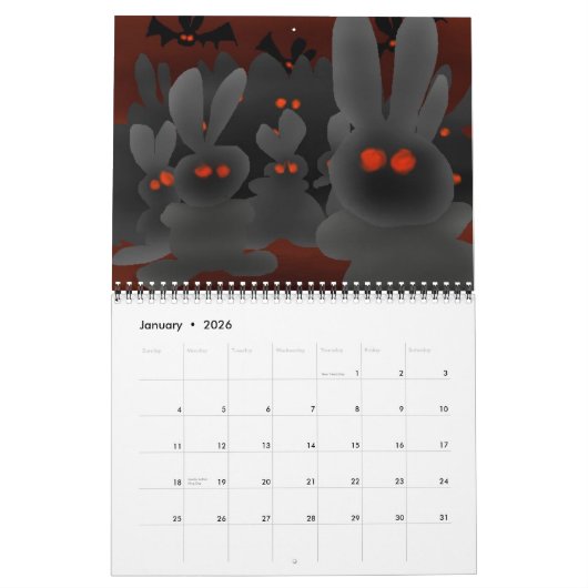 Seizoenen met de Vampire Bunnies van Mars! Kalender (Jan 2026)