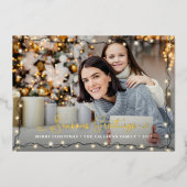 Seizoenen met kerstverlichting folie feestdagenkaart (Voorkant)