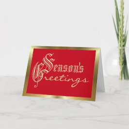 Seizoenen met rood en gouden Kerstmis Feestdagen Kaart
