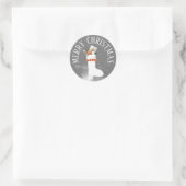 SEIZOENEN MET WIT-CHRISTMAS STOCKING RONDE STICKER (Tas)