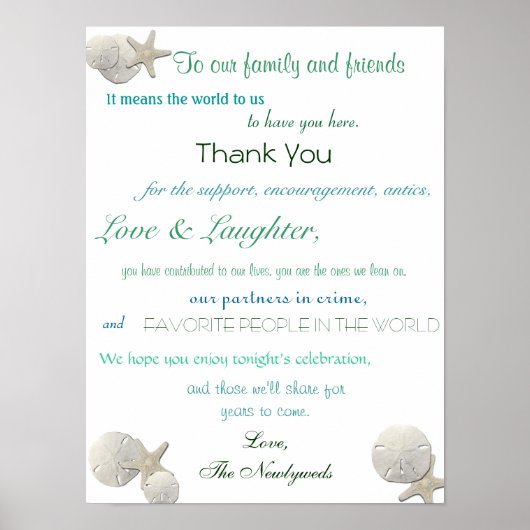 Seizoenen, Nautical Wedding Reception, Dank u Poster (Voorkant)