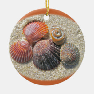 Seizoenen op de kerstversiering van het strand keramisch ornament