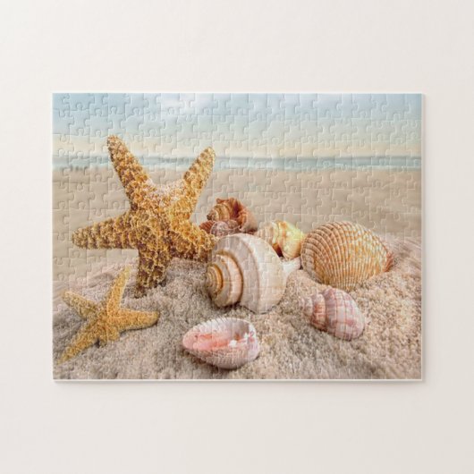 Seizoenen op een witte zandige strandpuzzel legpuzzel (Horizontaal)