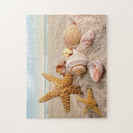 Seizoenen op een witte zandige strandpuzzel legpuzzel