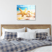 Seizoenen op het strand canvas afdruk (Insitu (Slaapkamer))