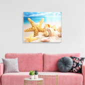 Seizoenen op het strand canvas afdruk (Insitu (Woonkamer))