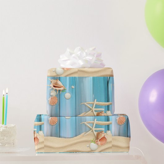 Seizoenen op zand cadeaupapier