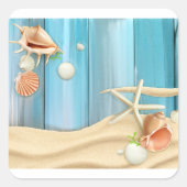 Seizoenen op zand vierkante sticker (Voorkant)