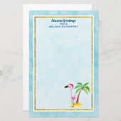 Seizoenen Roze Flamingo in Santa Hat Briefpapier (Voorkant / Achterkant)