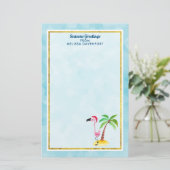 Seizoenen Roze Flamingo in Santa Hat Briefpapier (Staand voorkant)