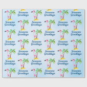 Seizoenen Roze Flamingo in Santa Hat Cadeaupapier (Vlak)