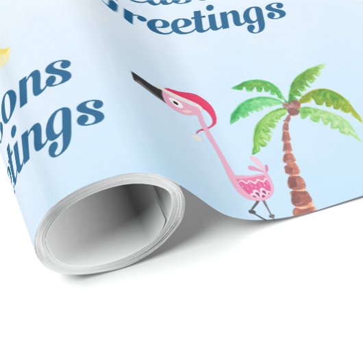 Seizoenen Roze Flamingo in Santa Hat Cadeaupapier (Rol Hoek)