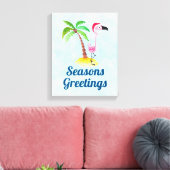 Seizoenen Roze Flamingo in Santa Hat Canvas Afdruk (Insitu (Woonkamer))