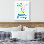 Seizoenen Roze Flamingo in Santa Hat Canvas Afdruk (Insitu (Slaapkamer))