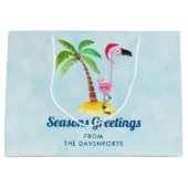 Seizoenen Roze Flamingo in Santa Hat Groot Cadeauzakje (Voorkant)