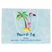 Seizoenen Roze Flamingo in Santa Hat Groot Cadeauzakje (Achterkant)