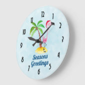 Seizoenen Roze Flamingo in Santa Hat Grote Klok (Hoek)