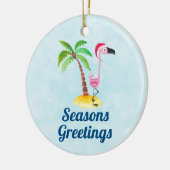 Seizoenen Roze Flamingo in Santa Hat Keramisch Ornament (Links)