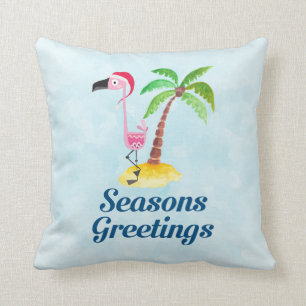 Seizoenen Roze Flamingo in Santa Hat Kussen