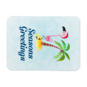 Seizoenen Roze Flamingo in Santa Hat Magneet (Horizontaal)