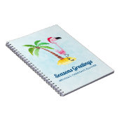 Seizoenen Roze Flamingo in Santa Hat Notitieboek (Rechterzijde)