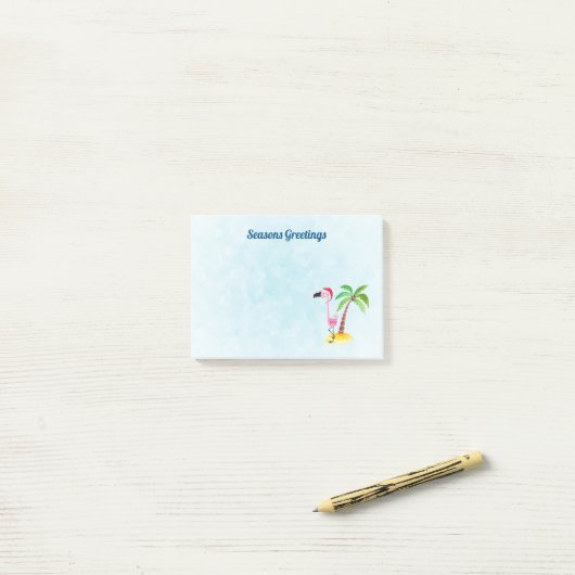 Seizoenen Roze Flamingo in Santa Hat Post-it® Notes (Op bureau)