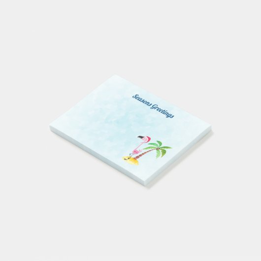 Seizoenen Roze Flamingo in Santa Hat Post-it® Notes (Schuin)