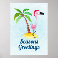 Seizoenen Roze Flamingo in Santa Hat