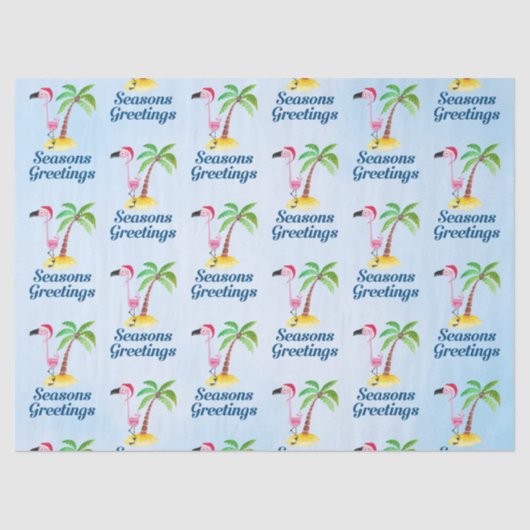 Seizoenen Roze Flamingo in Santa Hat Tissuepapier (Voorkant)