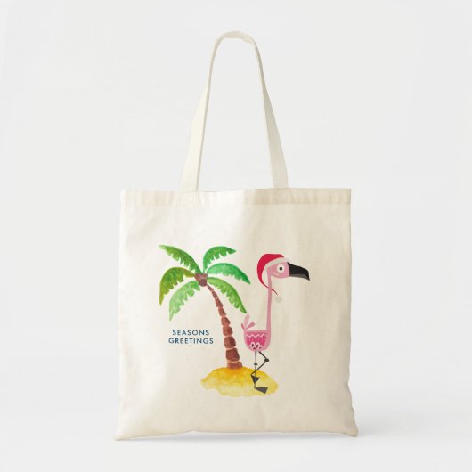 Seizoenen Roze Flamingo in Santa Hat Tote Bag (Voorkant)