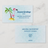 Seizoenen Roze Flamingo in Santa Hat Visitekaartje (Voorkant / Achterkant)