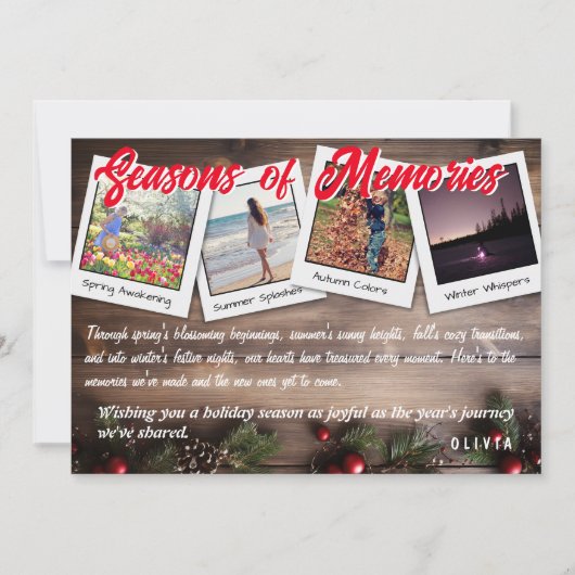 Seizoenen van herinneringen: een jaar in herhaling feestdagenkaart (Voorkant)