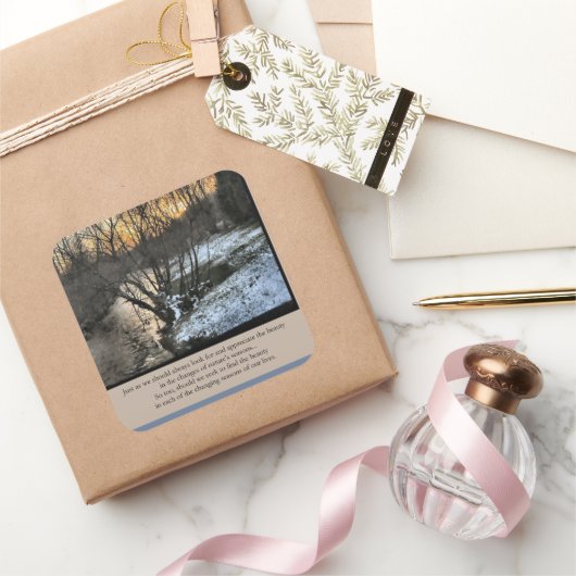 Seizoenen van ons leven Inspirerend Vierkante Sticker (Geschenken)