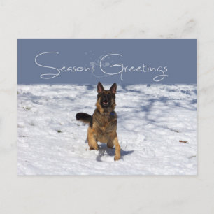 Seizoenen Vergroeten Duitse herder in sneeuwBriefk Feestdagenkaart
