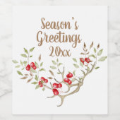 Seizoenen Vergroeten Feestdagen Waterverf Rood Wijn Etiket (Enkel label)