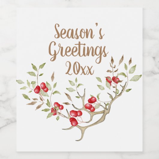 Seizoenen Vergroeten Feestdagen Waterverf Rood Wijn Etiket (Enkel label)