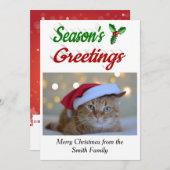 Seizoenen Vergroeten Holly Kerstfotoscript Feestdagenkaart (Voorkant / Achterkant)