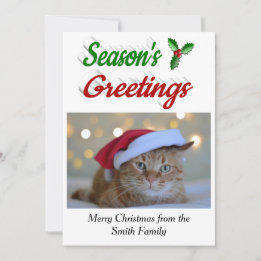Seizoenen Vergroeten Holly Kerstfotoscript Feestdagenkaart