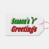 Seizoenen Vergroeten Holly Kersttypografie Cadeaulabel (Voorkant (Horizontaal))