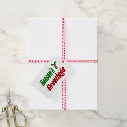 Seizoenen Vergroeten Holly Kersttypografie Cadeaulabel (Met Touw)