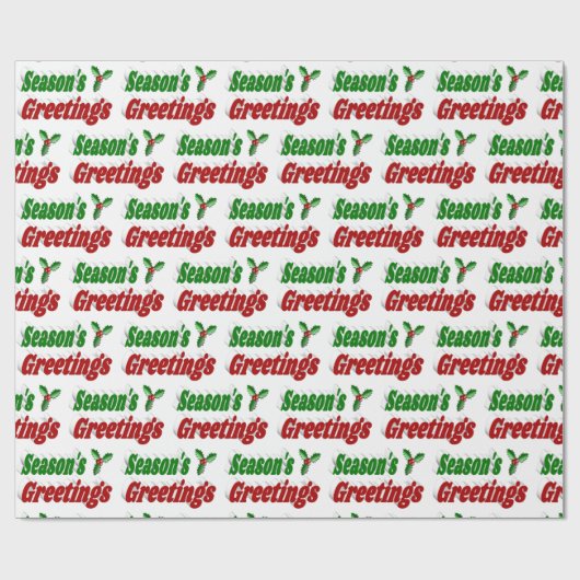 Seizoenen Vergroeten Holly Kersttypografie Cadeaupapier (Vlak)