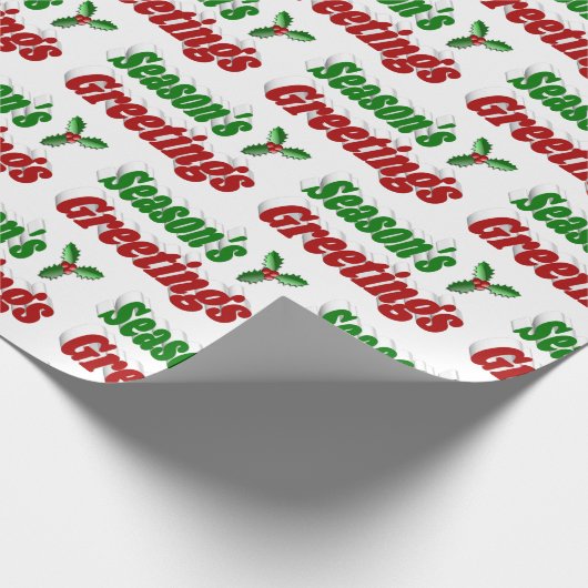 Seizoenen Vergroeten Holly Kersttypografie Cadeaupapier (Hoek)
