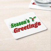 Seizoenen Vergroeten Holly Kersttypografie Kartonnen Onderzetters (Schuin)
