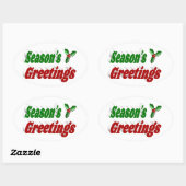 Seizoenen Vergroeten Holly Kersttypografie Ovale Sticker (Vel)