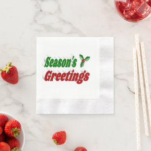 Seizoenen Vergroeten Holly Kersttypografie Servet